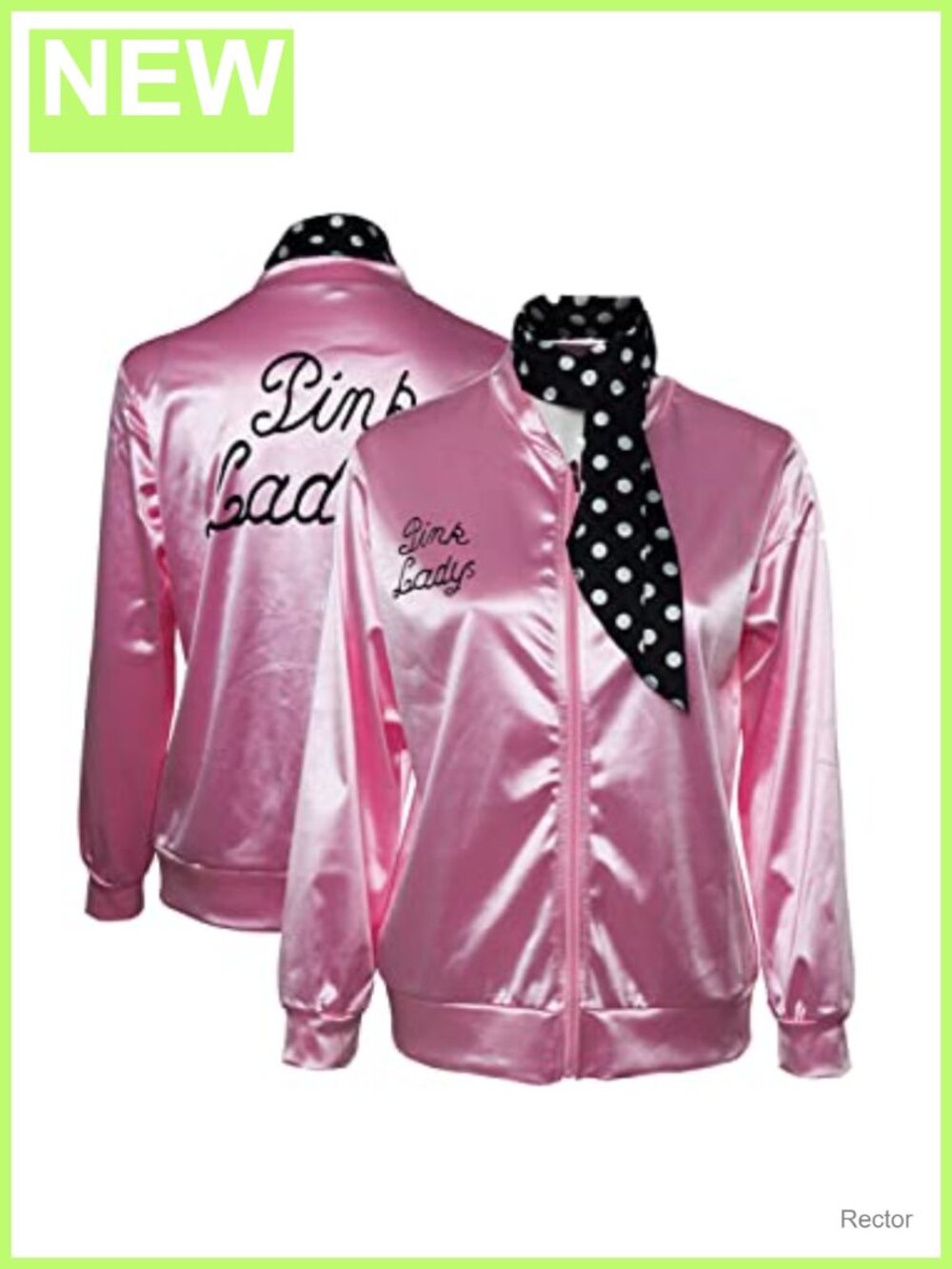 Pink Satin Jacket with Neck Scarf 1950s Halloween Costume